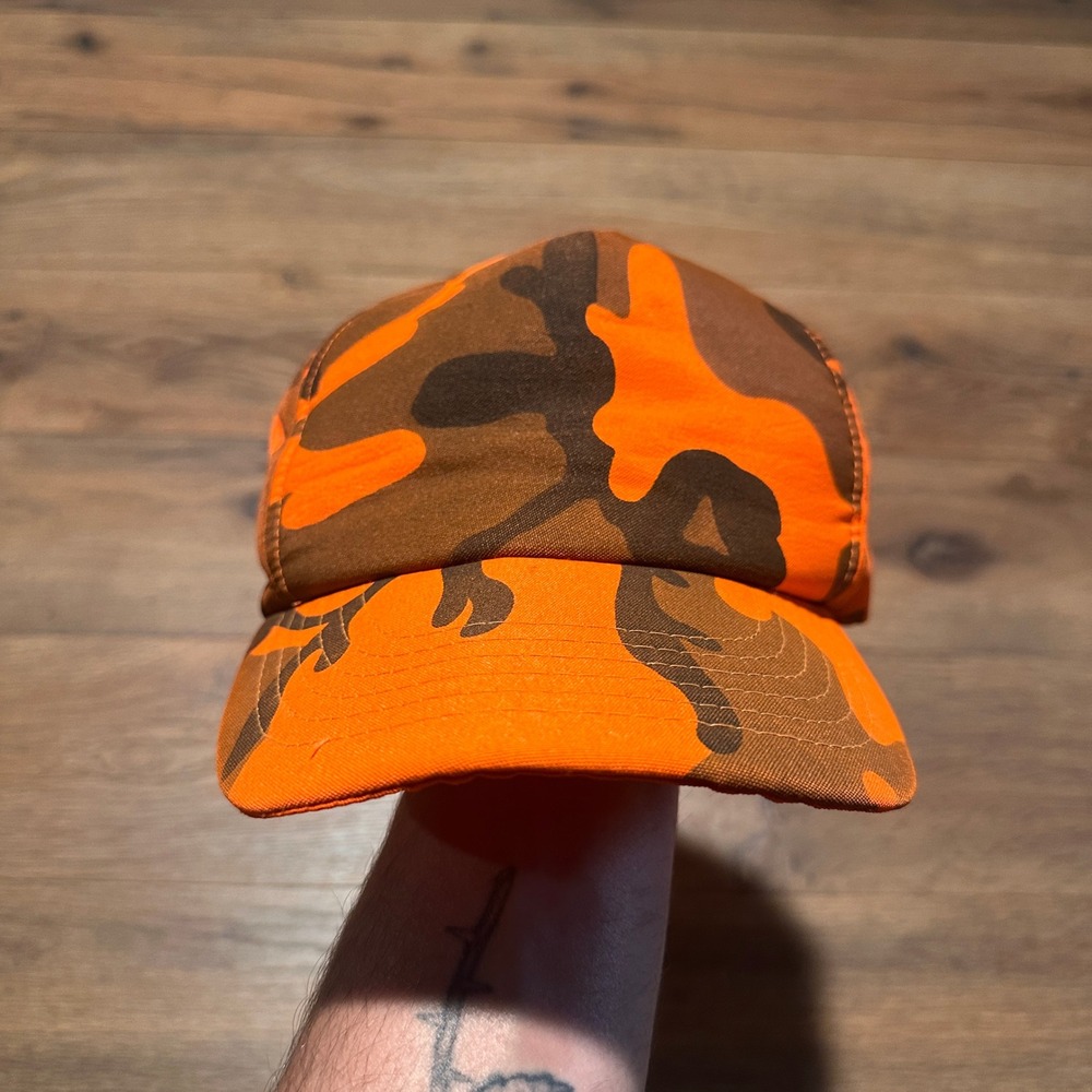 Vintage Winchester Orange Camo Hunting Hat Mens OSFA
